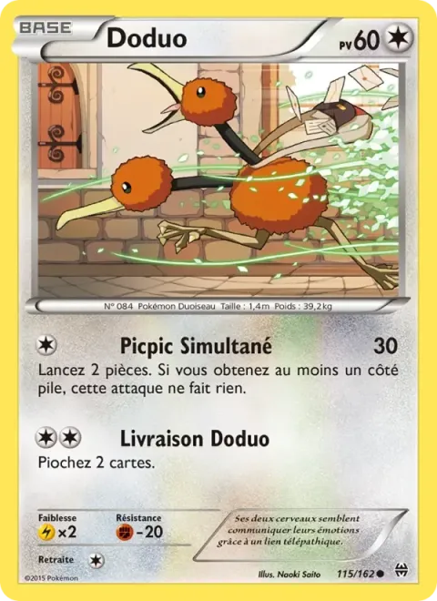 Carte Pokémon Doduo 115/162, extension Impulsion Turbo