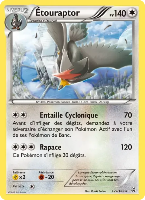 Carte Pokémon Étouraptor 127/162, extension Impulsion Turbo