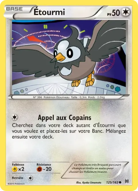 Carte Pokémon Étourmi 125/162, extension Impulsion Turbo