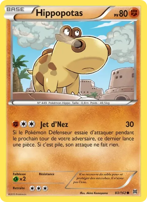 Carte Pokémon Hippopotas 083/162, extension Impulsion Turbo