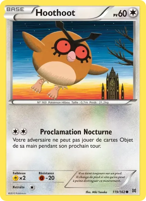 Carte Pokémon Hoothoot 119/162, extension Impulsion Turbo