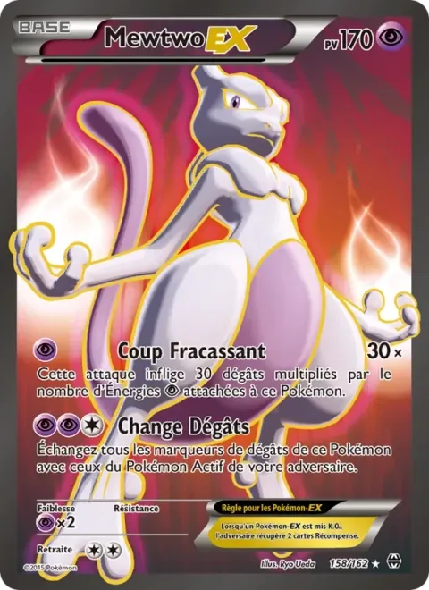 Carte Pokémon Mewtwo EX 158/162, extension Impulsion Turbo