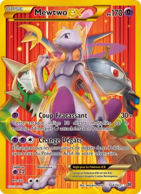 Carte Pokémon Mewtwo EX 164/162, extension Impulsion Turbo