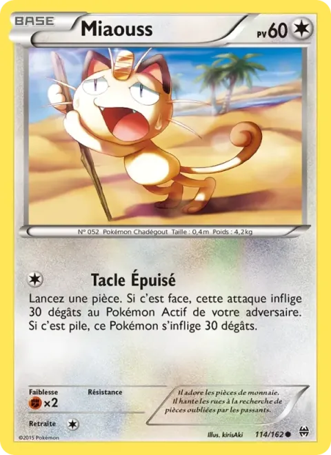 Carte Pokémon Miaouss 114/162, extension Impulsion Turbo