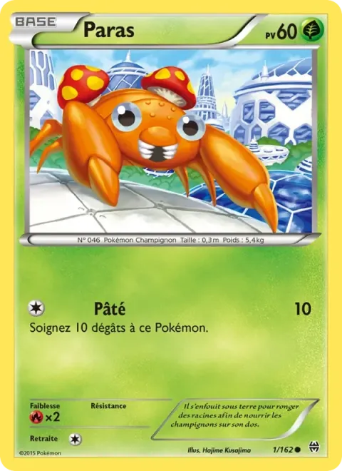 Carte Pokémon Paras 001/162, extension Impulsion Turbo