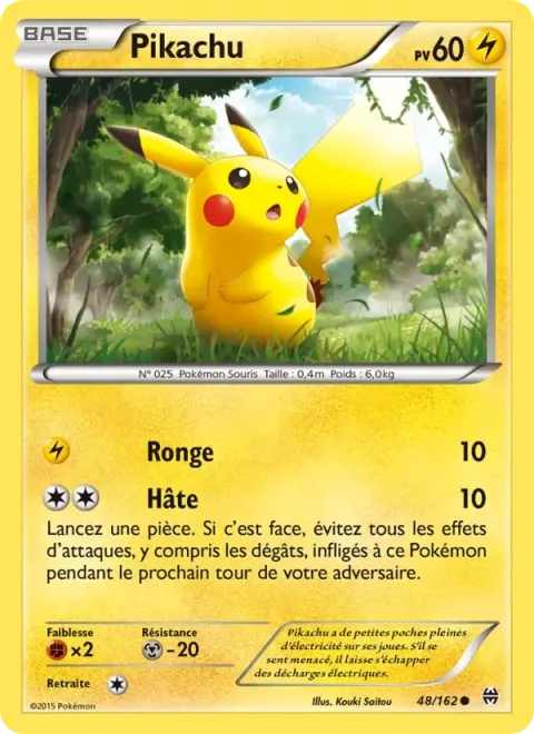 Carte Pokémon Pikachu 048/162, extension Impulsion Turbo