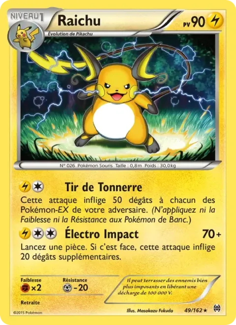 Carte Pokémon Raichu 049/162, extension Impulsion Turbo