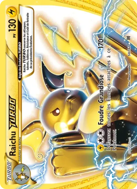 Carte Pokémon Raichu TURBO 050/162, extension Impulsion Turbo