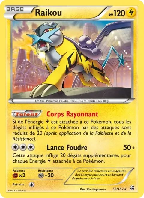 Carte Pokémon Raikou 055/162, extension Impulsion Turbo