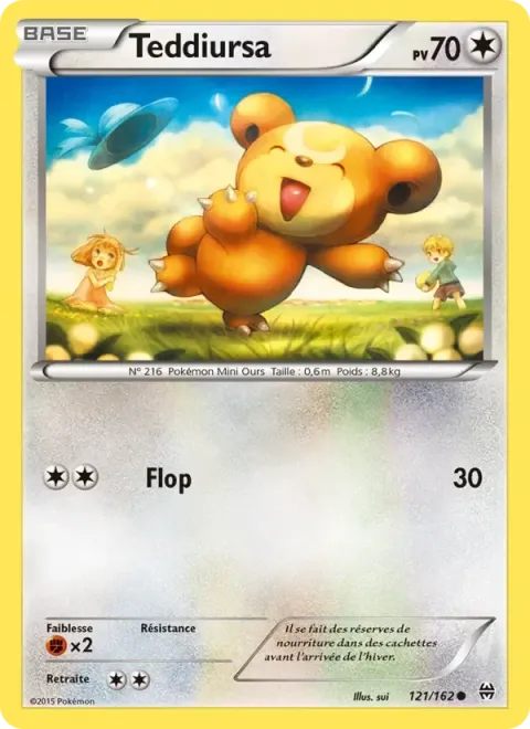 Carte Pokémon Teddiursa 121/162, extension Impulsion Turbo