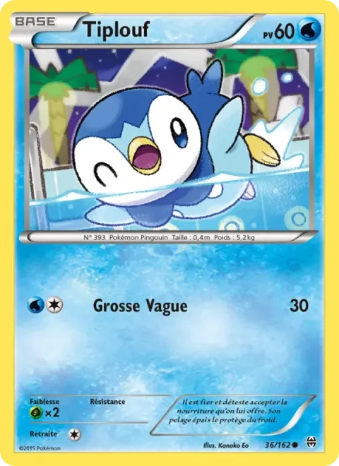 Carte Pokémon Tiplouf 036/162, extension Impulsion Turbo