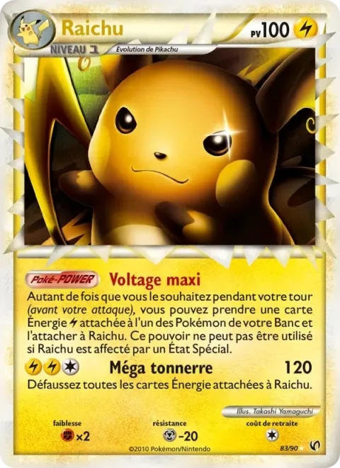 Carte Pokémon Raichu 083/090, extension Indomptable