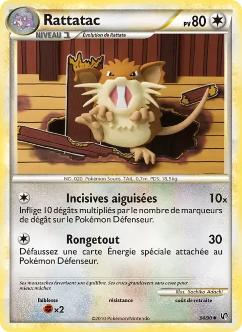 Carte Pokémon Rattatac 034/090, extension Indomptable