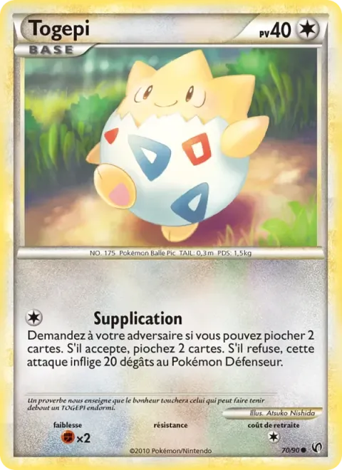 Carte Pokémon Togepi 070/090, extension Indomptable
