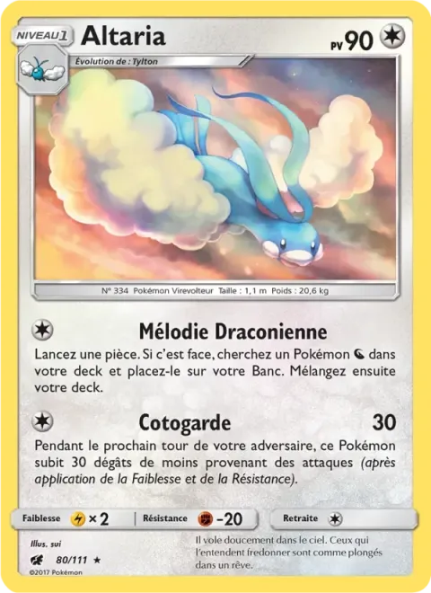 Carte Pokémon Altaria 080/111, extension Invasion Carmin
