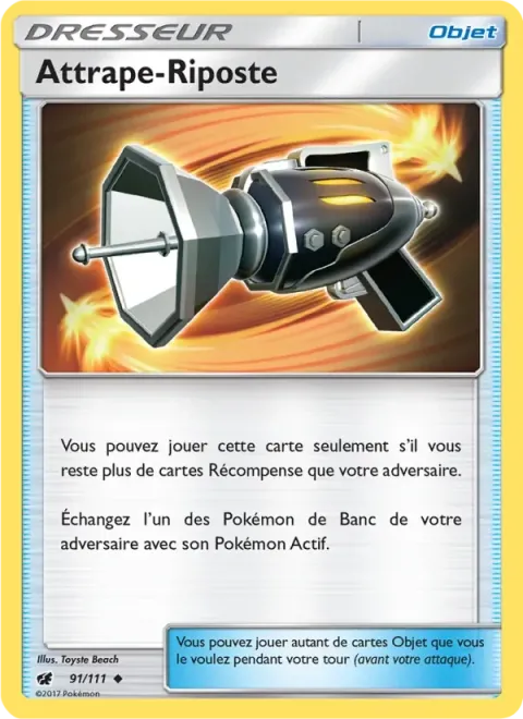 Carte Pokémon Attrape-Riposte 091/111, extension Invasion Carmin