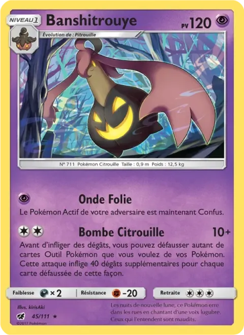 Carte Pokémon Banshitrouye 045/111, extension Invasion Carmin