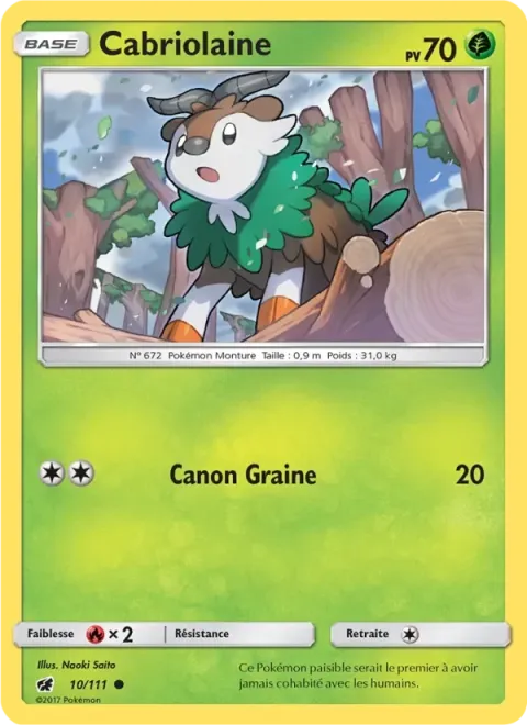 Carte Pokémon Cabriolaine 010/111, extension Invasion Carmin