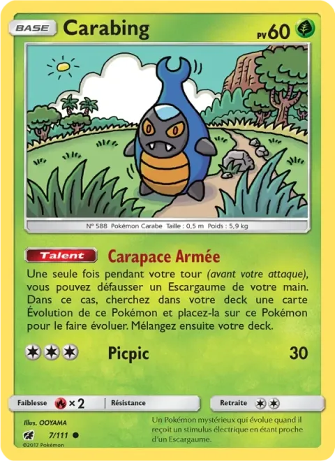 Carte Pokémon Carabing 007/111, extension Invasion Carmin