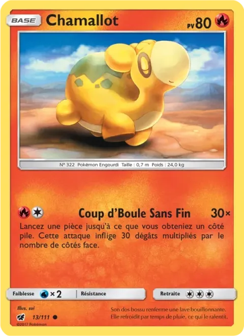 Carte Pokémon Chamallot 013/111, extension Invasion Carmin