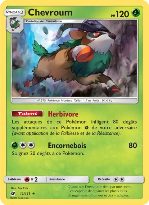 Carte Pokémon Chevroum 011/111, extension Invasion Carmin