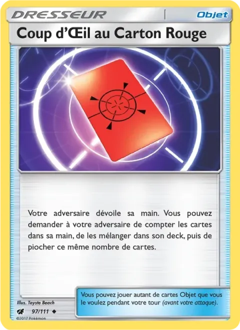 Carte Pokémon Coup d’Œil au Carton Rouge 097/111, extension Invasion Carmin
