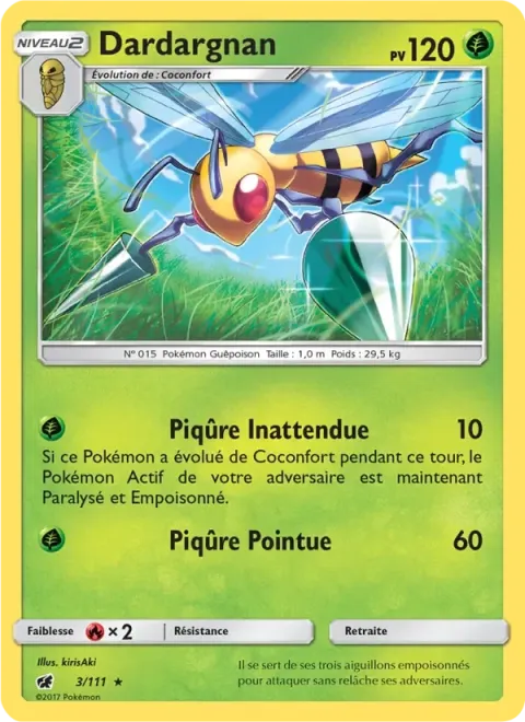 Carte Pokémon Dardargnan 003/111, extension Invasion Carmin