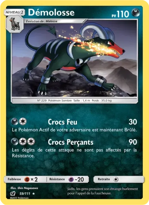 Carte Pokémon Démolosse 059/111, extension Invasion Carmin