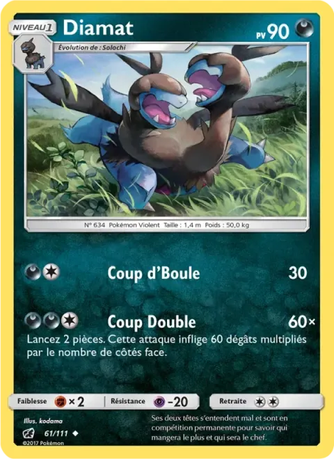 Carte Pokémon Diamat 061/111, extension Invasion Carmin