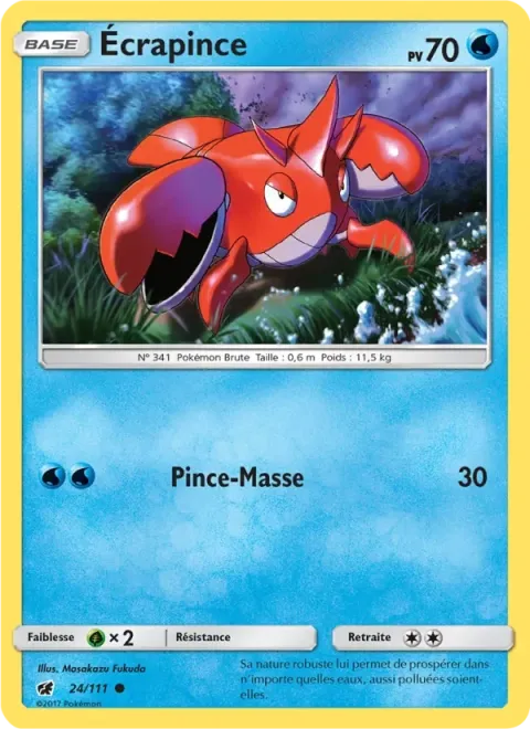 Carte Pokémon Écrapince 024/111, extension Invasion Carmin