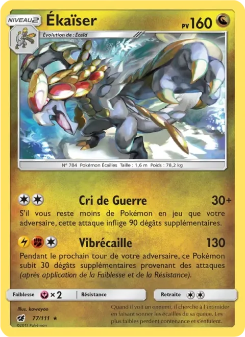 Carte Pokémon Ékaïser 077/111, extension Invasion Carmin