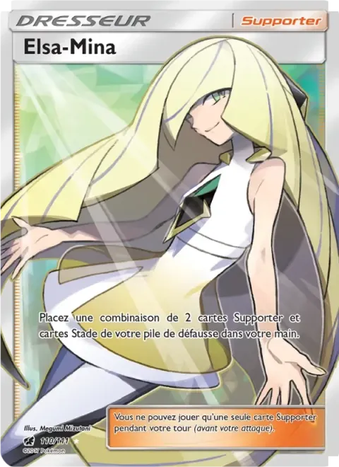 Carte Pokémon Elsa-Mina 110/111, extension Invasion Carmin