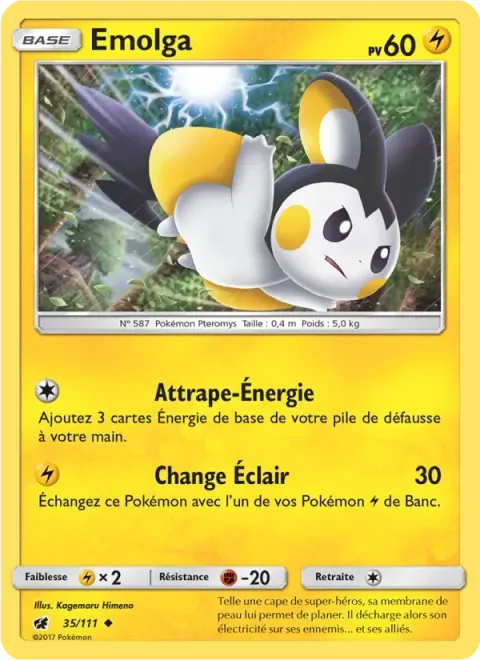 Carte Pokémon Emolga 035/111, extension Invasion Carmin