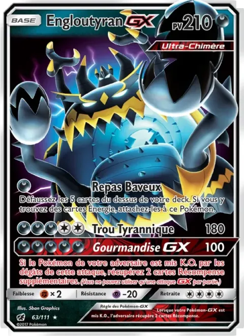 Carte Pokémon Engloutyran GX 063/111, extension Invasion Carmin