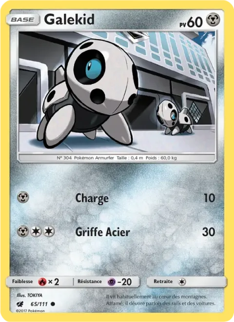 Carte Pokémon Galekid 065/111, extension Invasion Carmin
