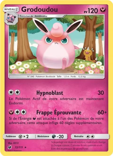 Carte Pokémon Grodoudou 072/111, extension Invasion Carmin