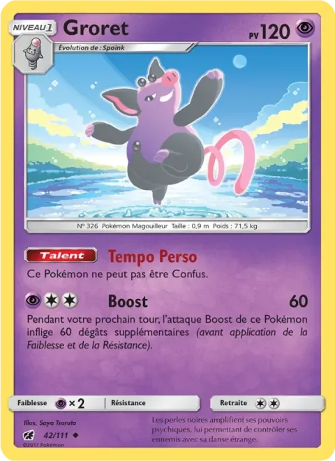 Carte Pokémon Groret 042/111, extension Invasion Carmin