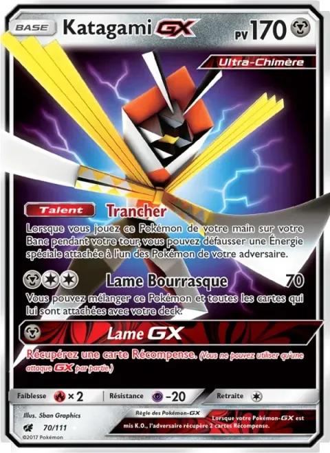 Carte Pokémon Katagami GX 070/111, extension Invasion Carmin