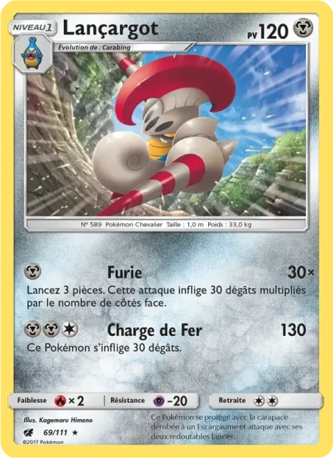 Carte Pokémon Lançargot 069/111, extension Invasion Carmin