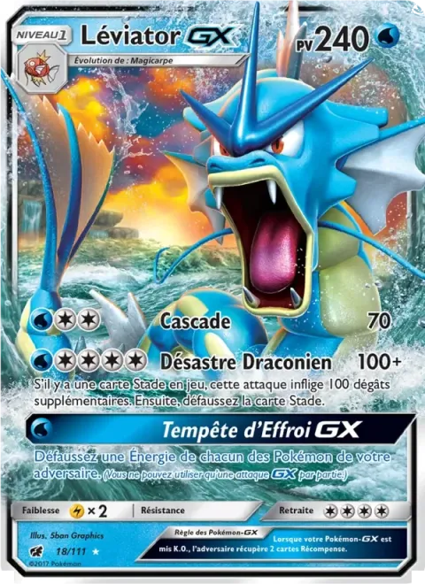 Carte Pokémon Léviator GX 018/111, extension Invasion Carmin