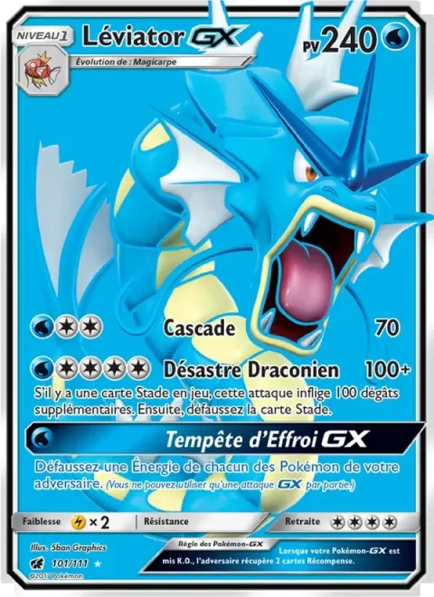 Carte Pokémon Léviator GX 101/111, extension Invasion Carmin