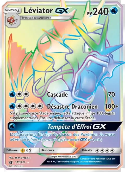 Carte Pokémon Léviator GX 112/111, extension Invasion Carmin