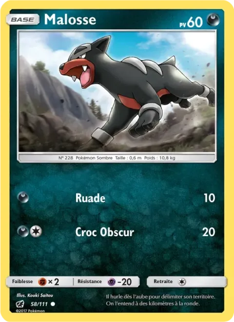 Carte Pokémon Malosse 058/111, extension Invasion Carmin