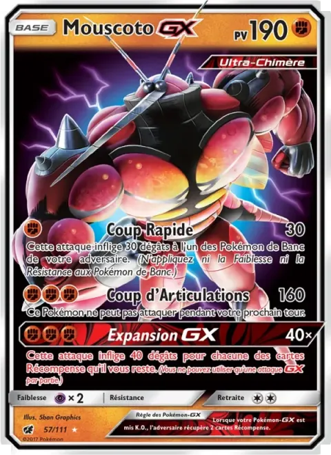 Carte Pokémon Mouscoto GX 057/111, extension Invasion Carmin