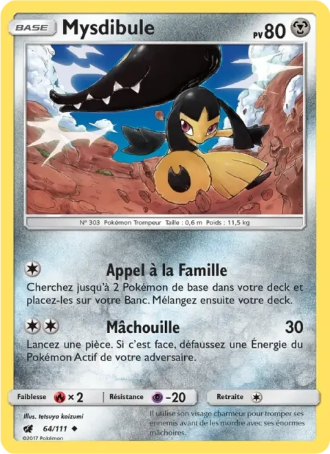 Carte Pokémon Mysdibule 064/111, extension Invasion Carmin