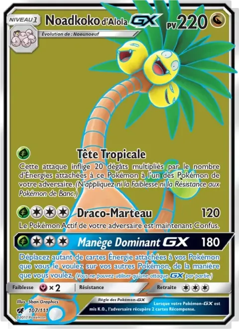 Carte Pokémon Noadkoko d’Alola GX 107/111, extension Invasion Carmin