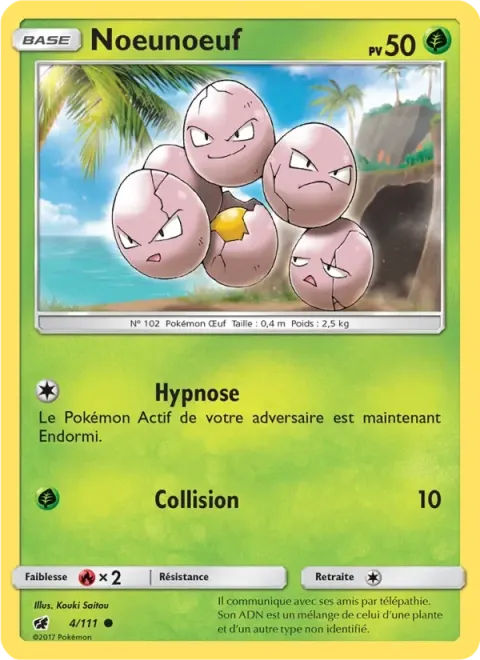 Carte Pokémon Noeunoeuf 004/111, extension Invasion Carmin