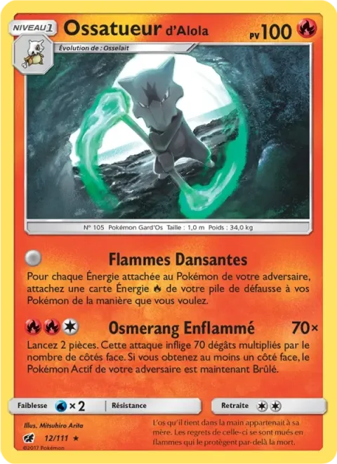 Carte Pokémon Ossatueur d’Alola 012/111, extension Invasion Carmin