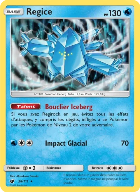 Carte Pokémon Regice 028/111, extension Invasion Carmin