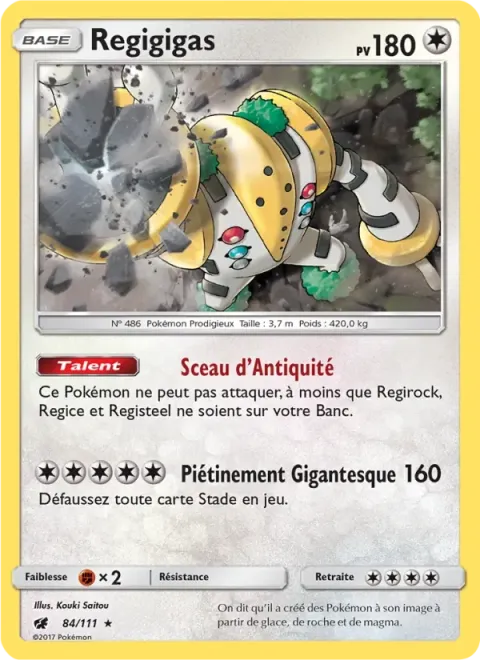 Carte Pokémon Regigigas 084/111, extension Invasion Carmin